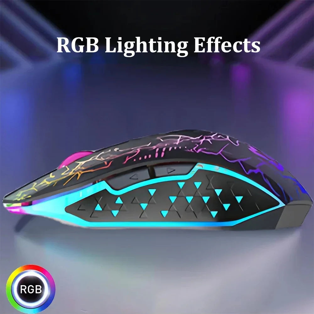 Ratón inalámbrico Bluetooth 5,2 RGB 2,4G, ratón para juegos de modo Dual, ratón silencioso de 6 botones para MacBook, tableta, ordenadores portátiles