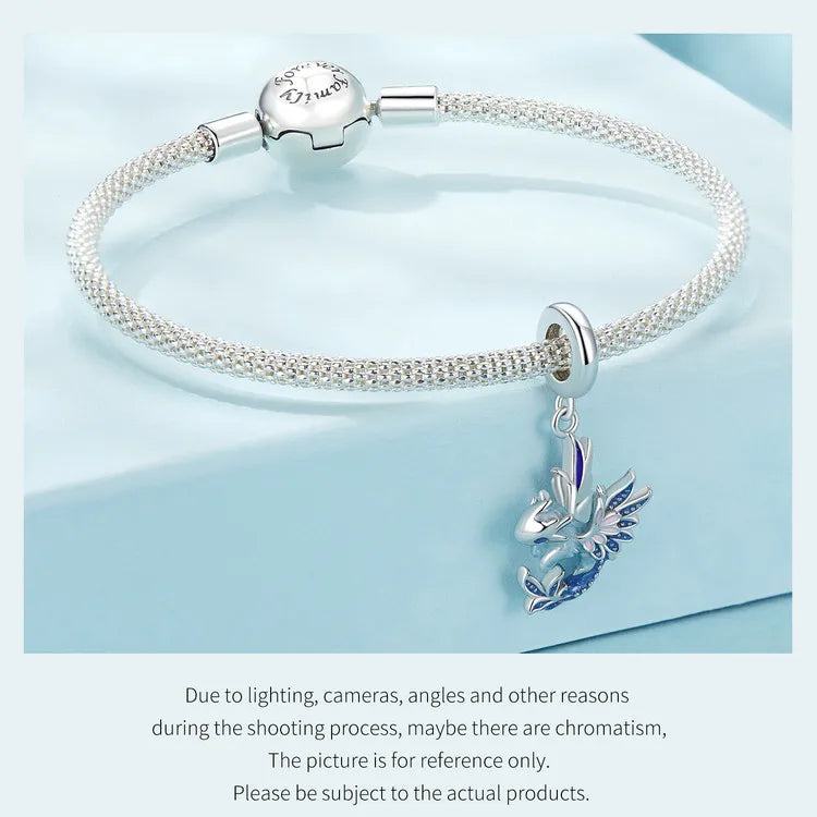 WOSTU-Colgante de estrella de dragón volador esmaltado de Plata de Ley 925, colgante de corazón, amor, supermomo, compatible con pulsera DIY, regalo para el día de la madre