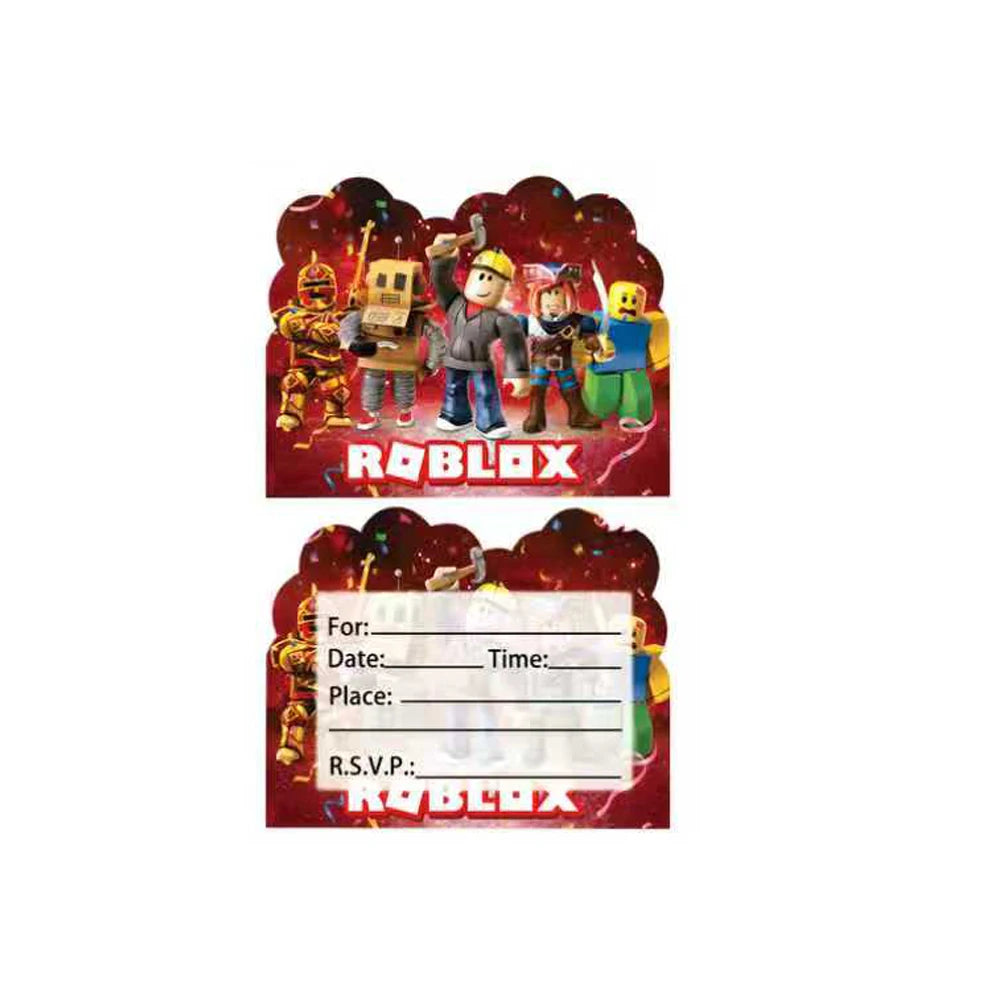 Roblox-Juego de decoración para fiesta de cumpleaños, vajilla de juego, bolsa de regalo, mantel, globo, adorno para pastel, telón de fondo, suministros para fiesta Baby Showe Roblox