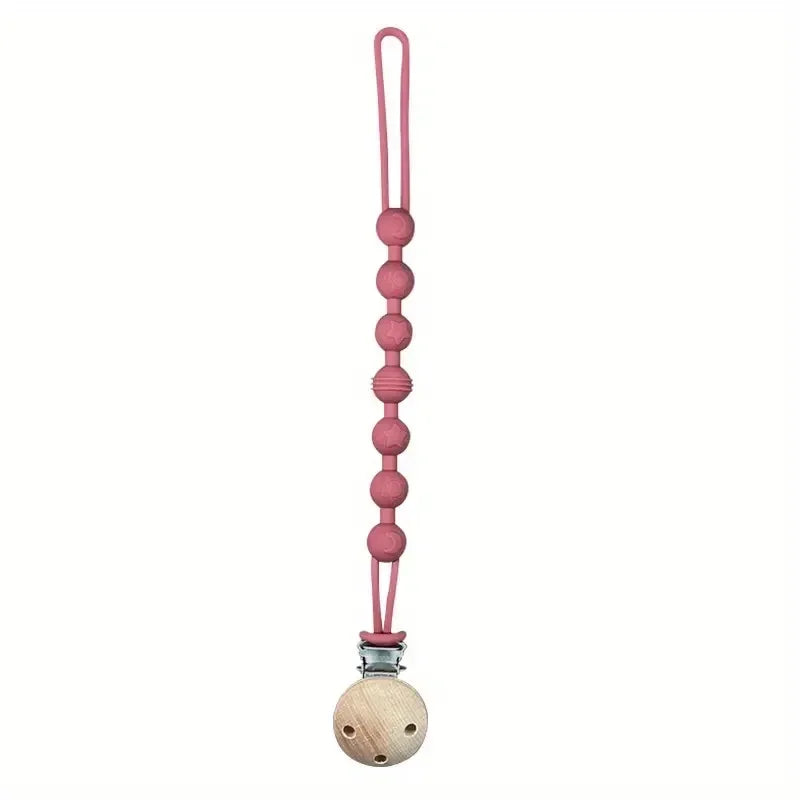 Clips para Chupetes de Bebé, Cadena de Silicona Integrada para Chupetes, Mordedor, Juguetes para la Dentición, Clip para Chupetes, Cadena con Clip, Regalo para Bebé
