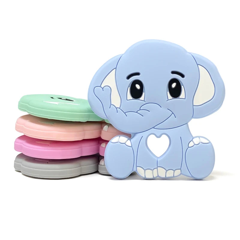 1pca-mordedor de silicona con forma de elefante para bebé, cuentas para roedores, juguetes para la dentición, productos masticables con forma de Animal para bebé, regalo de lactancia