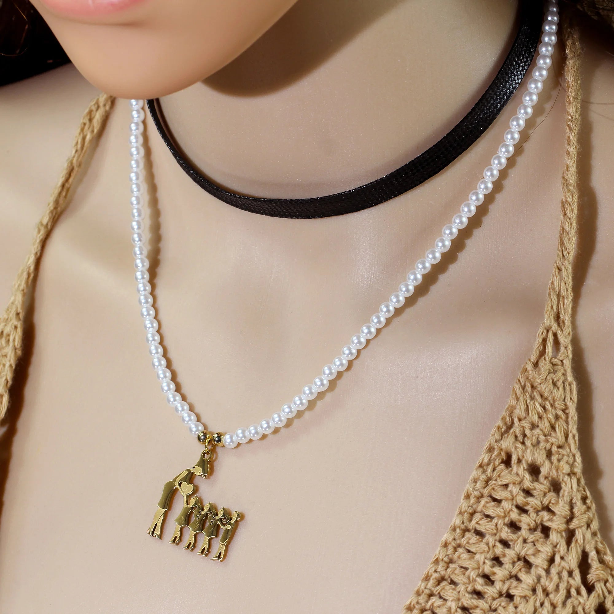Collar con colgante de perlas para mamá y niño, accesorios decorativos creativos y elegantes, amor, hijo e hija, regalo de cumpleaños para el día de la madre y vacaciones
