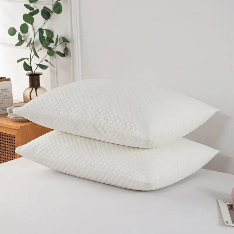 Funda de almohada de fibra de bambú, capa de aire de fibra sándwich con almohada impermeable de algodón, funda protectora para el hogar, lavable a máquina