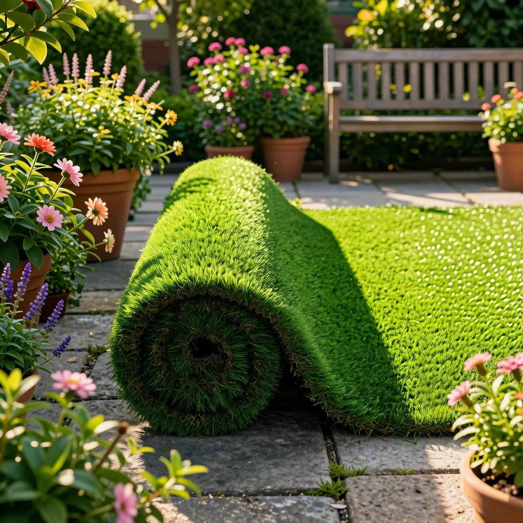Alfombra de Césped Artificial para Exteriores de 3 pies x 10 pies, Rollo de Césped Sintético Grueso para Patio, Balcón, Jardín, Césped para Perros, Tapete de Drenaje con Altura de Pelo de 1.38 Pulgadas