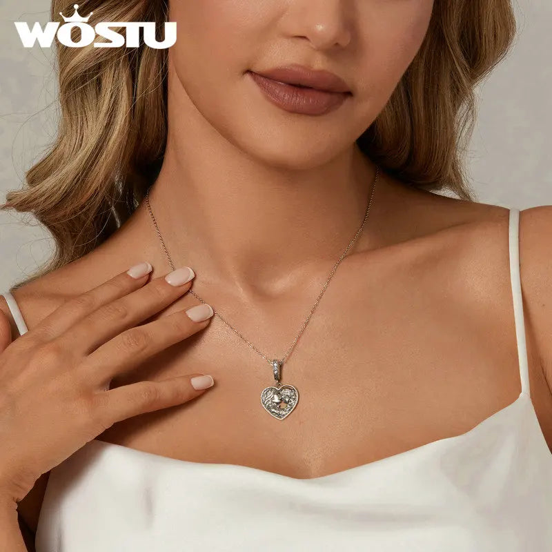 WOSTU-Colgante de estrella de dragón volador esmaltado de Plata de Ley 925, colgante de corazón, amor, supermomo, compatible con pulsera DIY, regalo para el día de la madre
