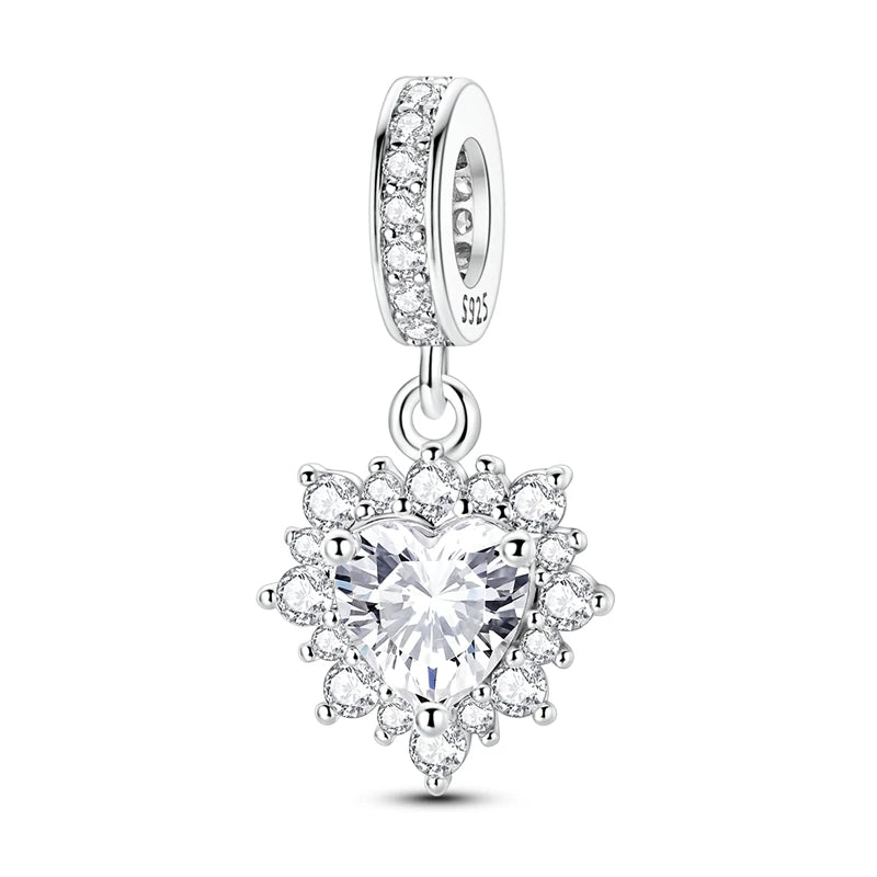 Abalorio de Plata de Ley 925 con Forma de Corazón y Cielo Estrellado, Abalorio Familiar de Madre, Hija e Hermana, Compatible con Pulseras, Colgante, Joyería DIY para Mujer, Regalo