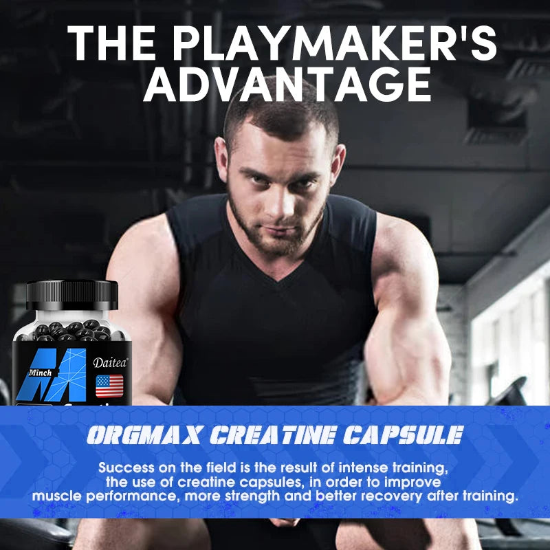 Monohidrato de creatina: promueve la masa muscular, la fuerza muscular y el rendimiento atlético, 30/60/120 cápsulas, sin OGM, sin gluten