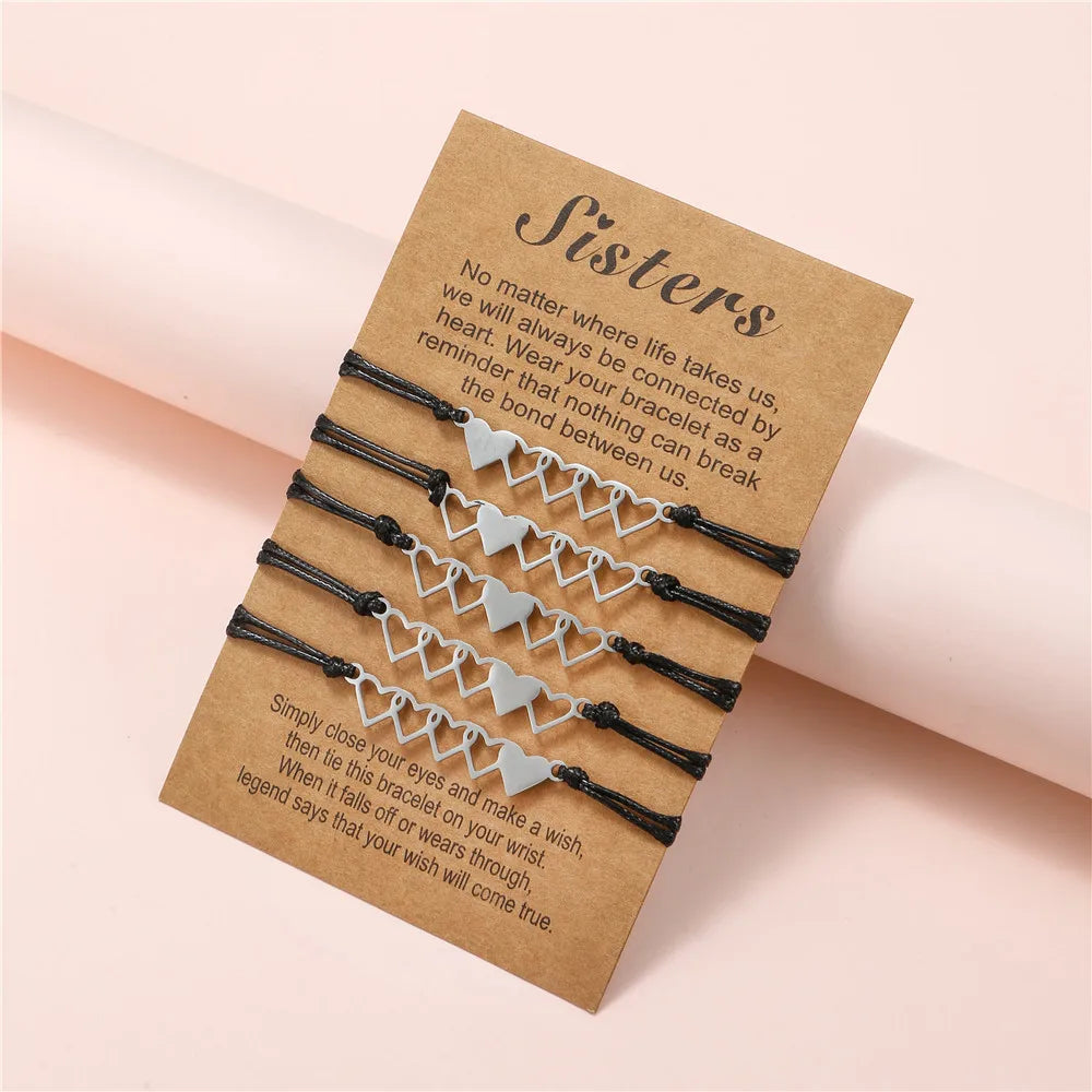 Pulsera de pareja para mujer, cadena de cuerda trenzada hecha a mano, corazón de madre e hija, pulseras con dijes, regalo de joyería de hermana de la amistad de la suerte