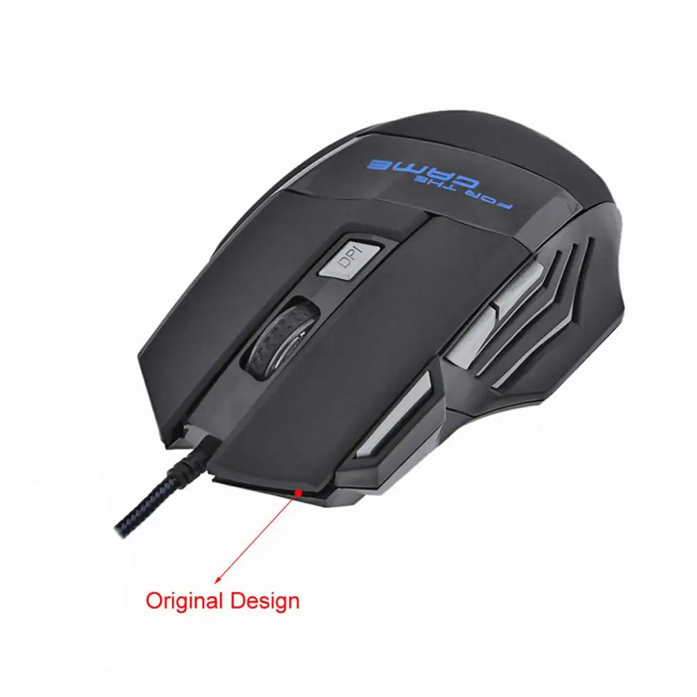 Ratón óptico con cable para juegos, periférico ergonómico retroiluminado con 7 botones, 5500 DPI, ajustable, para PC, ordenador de escritorio
