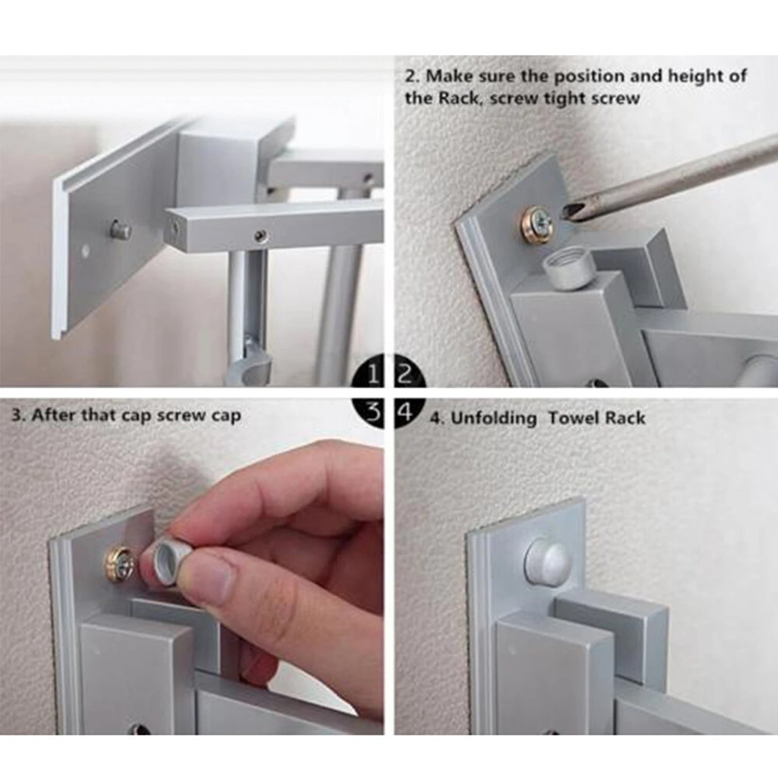 Estante de ducha de 40cm, toallero de baño plegable de aluminio con 5 ganchos, estante de almacenamiento de accesorios de baño plateado, organizador de toallas