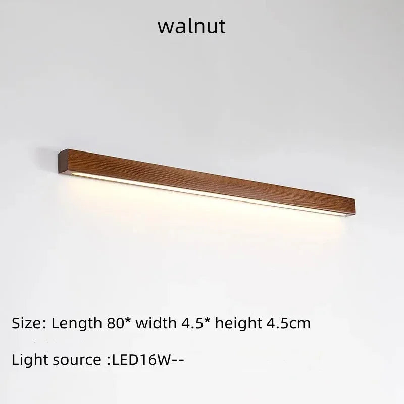 Lámpara de Pared de Listones de Madera Estilo Japonés Wabi-Sabi, Diseño Minimalista de Tira Larga para Sala de Estar, Dormitorio, Pasillo, Decoración del Hogar