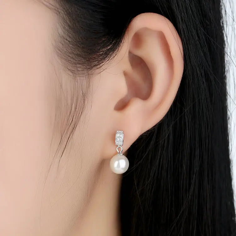 Pendientes colgantes para mujer, joyería fina con perlas, joyería de plata de ley 925, regalo para el día de la madre SCE006
