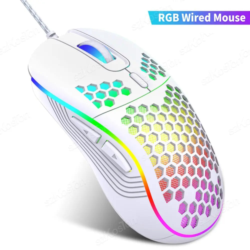 Mouse Gamer con Cable Honeycomb, Retroiluminación RGB, 7200 DPI Ajustables, Ergonómico, USB, para PC con Windows y Gamers de Laptop