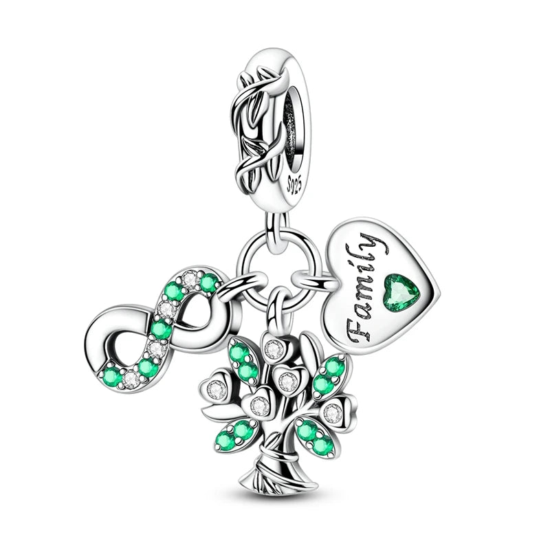 Abalorio de Plata de Ley 925 con Forma de Corazón y Cielo Estrellado, Abalorio Familiar de Madre, Hija e Hermana, Compatible con Pulseras, Colgante, Joyería DIY para Mujer, Regalo