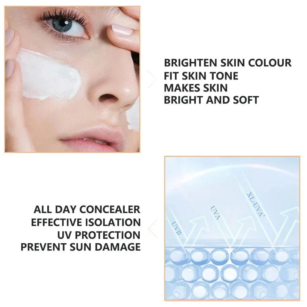Crema BB semipermanente de estilo coreano + base + corrector - Juego de maquillaje para el cuidado facial para un tono uniforme de la piel, cobertura impecable