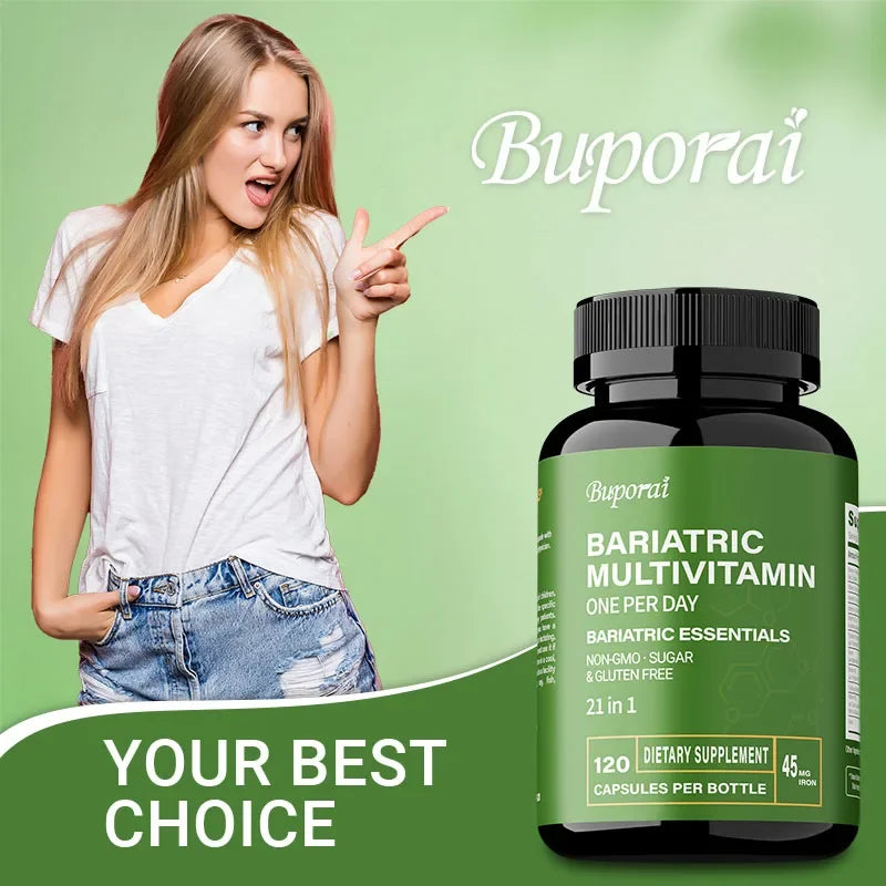 Suplemento multivitamínico bariátrico: contiene 21 vitaminas y minerales para promover la salud general y mantener los niveles de energía