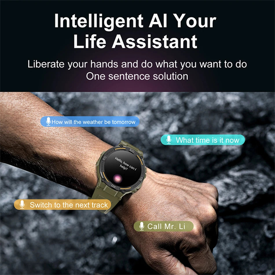 Reloj inteligente militar resistente al aire libre para hombres, GPS, deportes, Fitness, resistente al agua, llamada Bluetooth con luces LED, reloj inteligente