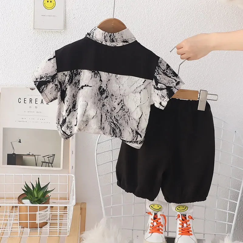 Verano niños estilo nacional ropa para niños camisa pantalones cortos 2 unids/set ropa de moda para niños chándal 1 2 3 4 5 años