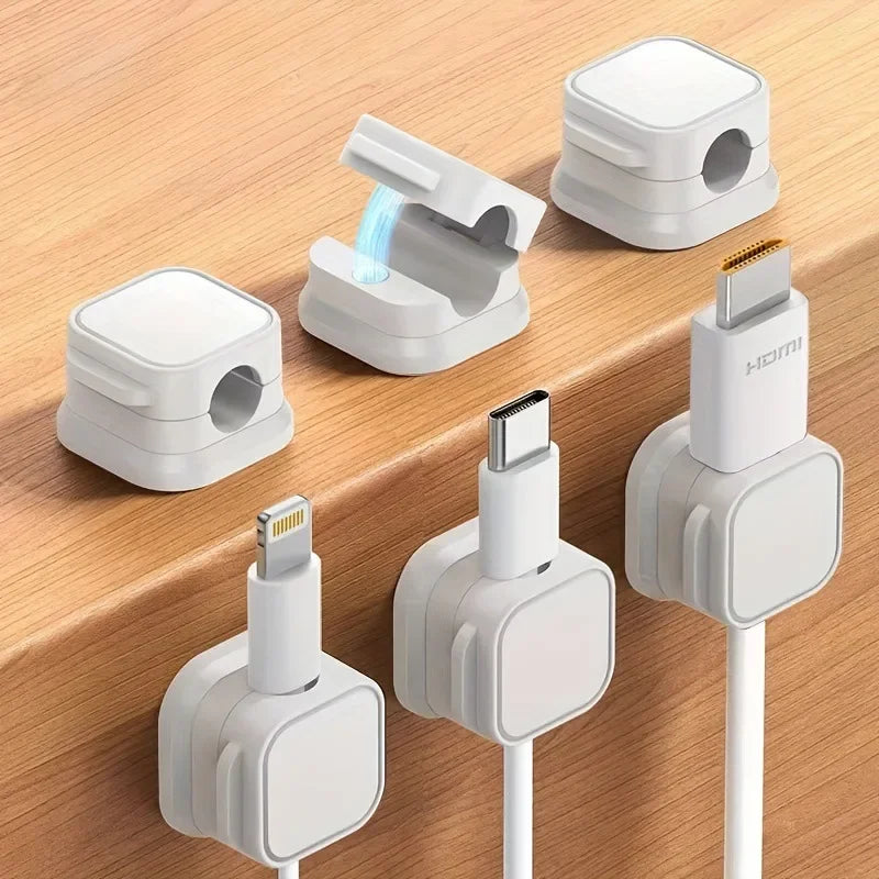 Organizador de cables magnético, clips de gestión de cables de datos montados en la pared, soporte para cables, gancho de enchufe para organización de escritorio