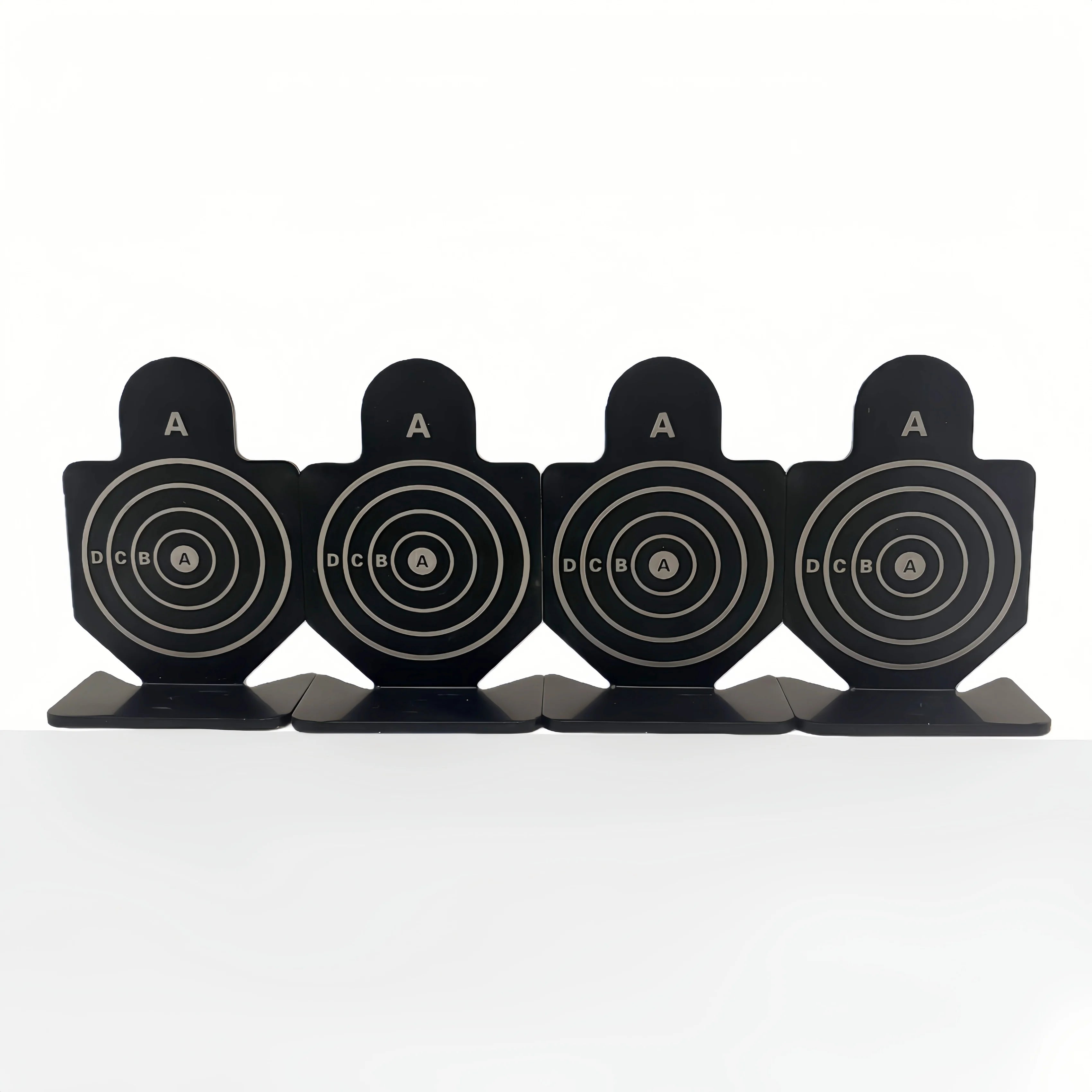 Paquete de 4 objetivos de tiro de metal reutilizables de 2,36 x 1,57 pulgadas: objetivos Bullseye y silueta para práctica de tiro (uso en interiores/exteriores)