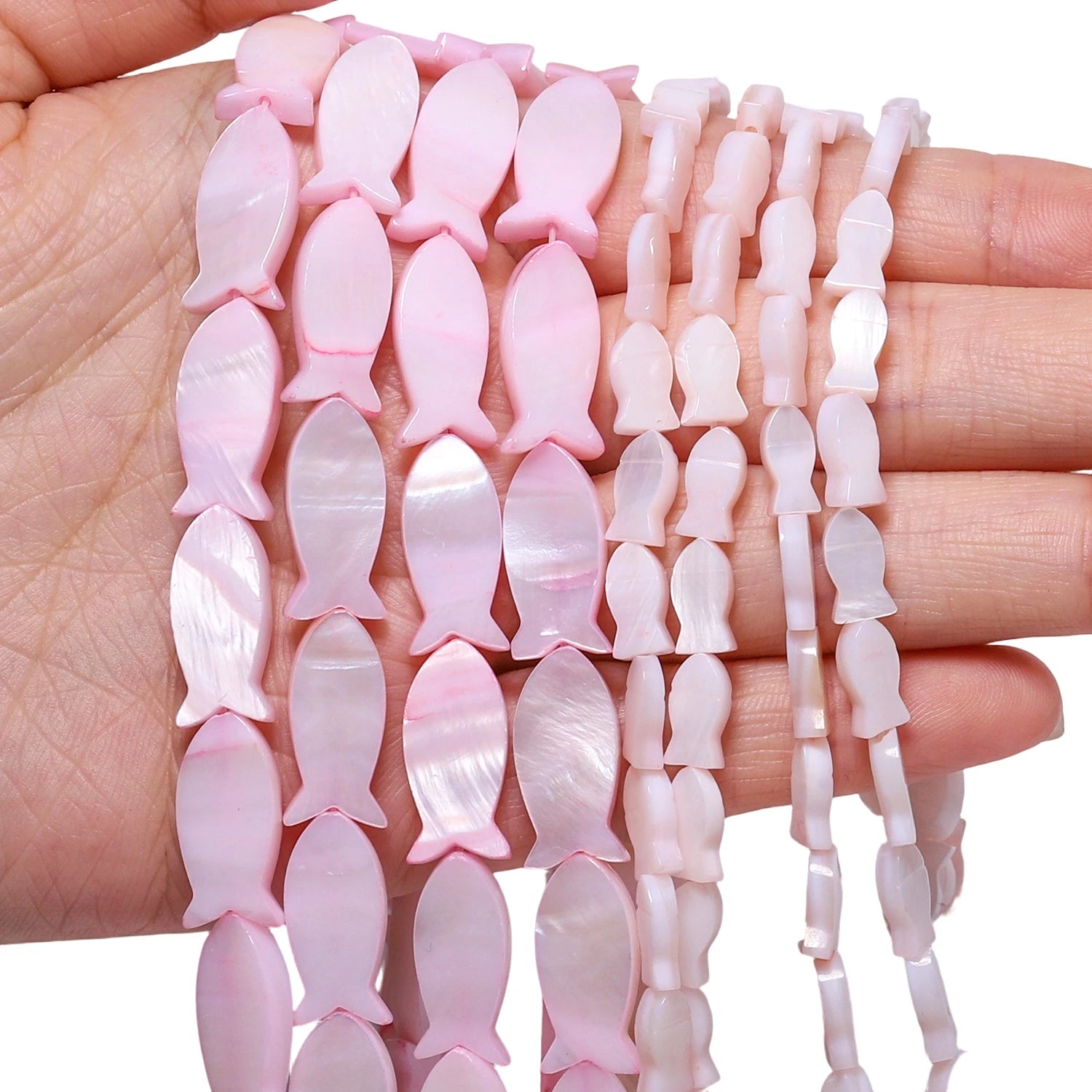 Conchas naturales de agua dulce con forma de pez, concha de nácar teñida multicolor, cuentas espaciadoras sueltas para fabricación de joyería, pulsera DIY