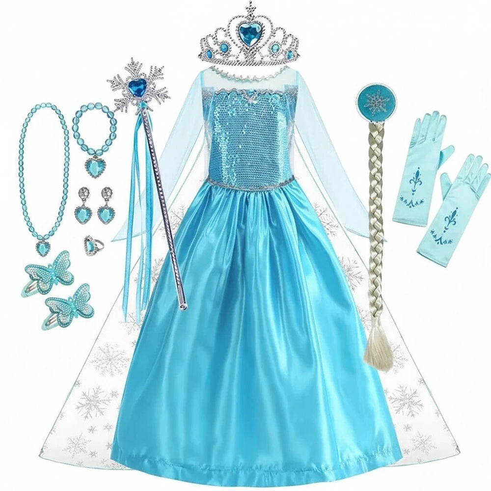 Vestido de Elsa Frozen 2026 para Niña, Disfraz de Princesa para Halloween, Fiesta de Disfraces, Disfraz de Reina de las Nieves para Niños, Vestido Infantil