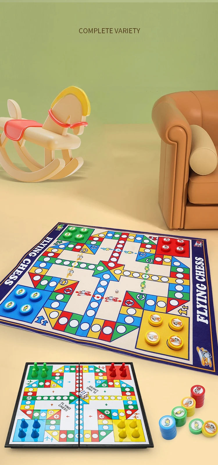 Mesa de juego de mesa magnética 9 en 1, alfombra grande, ajedrez volador/damas/ajedrez/serpiente/Backgammon/cuádruple/Tic-Tac-Toe, Fiesta en casa