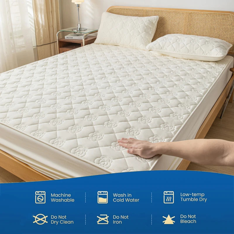 Funda protectora de colchón 100% impermeable, sábana bajera de algodón hipoalergénica, transpirable, suave, funda para almohadilla de cama de tela de aire 3D