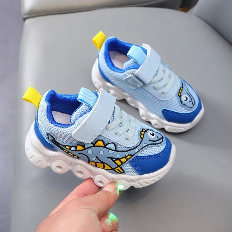 Zapatillas LED informales con bonitos dibujos para niños, zapatos para niñas, zapatos de iluminación transpirables de malla, zapato iluminado para bebés