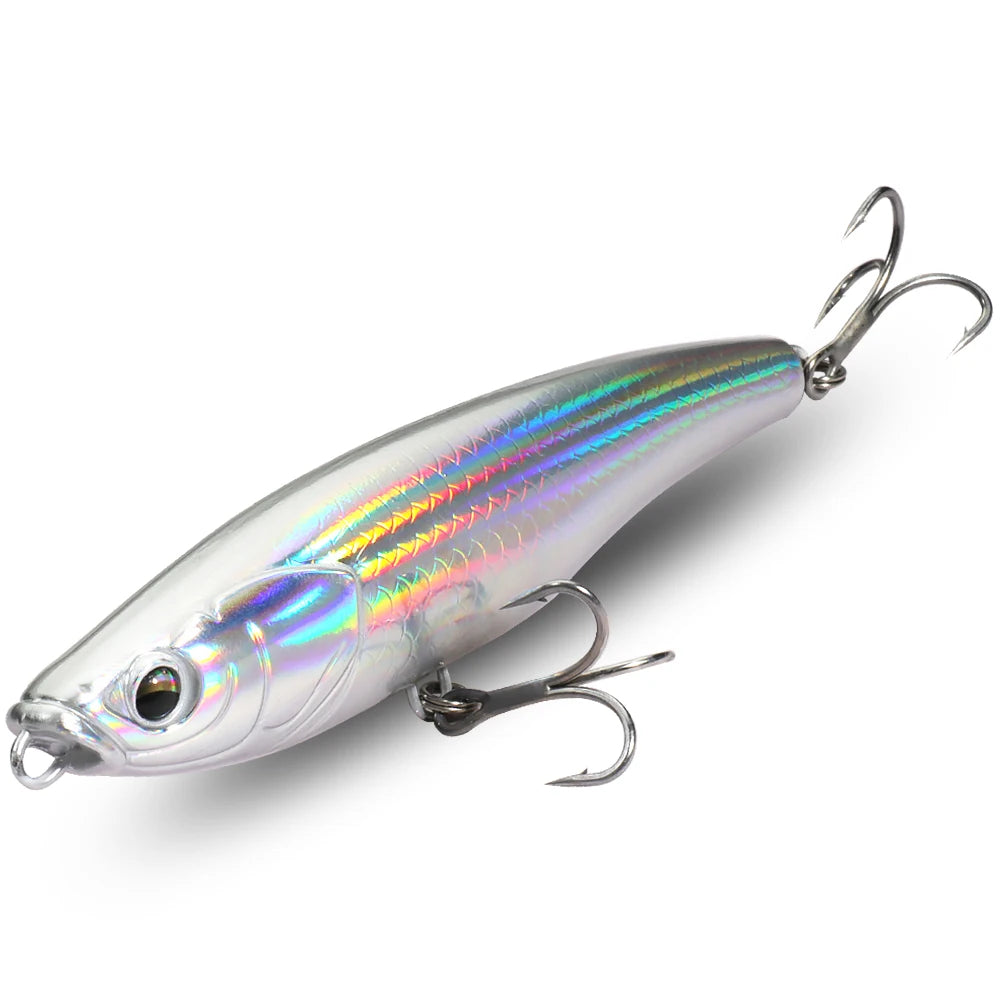 Señuelo tipo lápiz que se hunde, 53g, 10,5 cm, anzuelo Popper para agua salada, Swimbait, Pesca de fundición larga, Wobbler, Pesca en el mar, Crankbait Gear, cebo de silicona