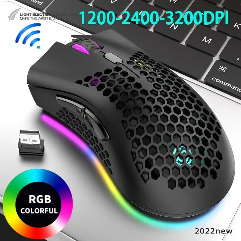 Ratón inalámbrico BM600 para juegos, periférico con luz RGB, recargable por USB, 2,4G, bonito