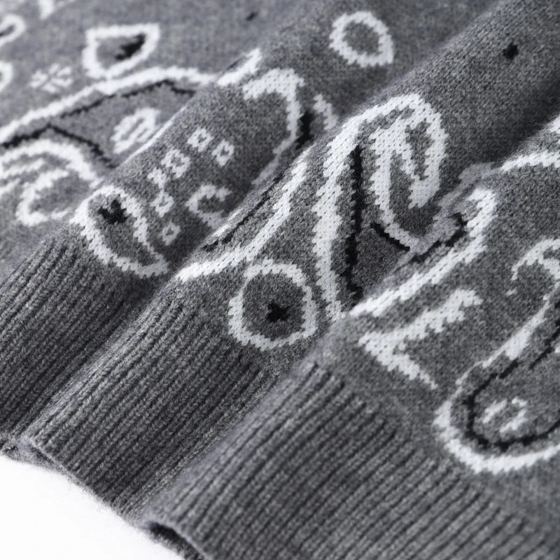 Cárdigan Vintage de punto Jacquard con cuello levantado para mujer, suéter holgado con bolsillos de manga larga y cremallera, prendas de punto suaves para primavera 2026