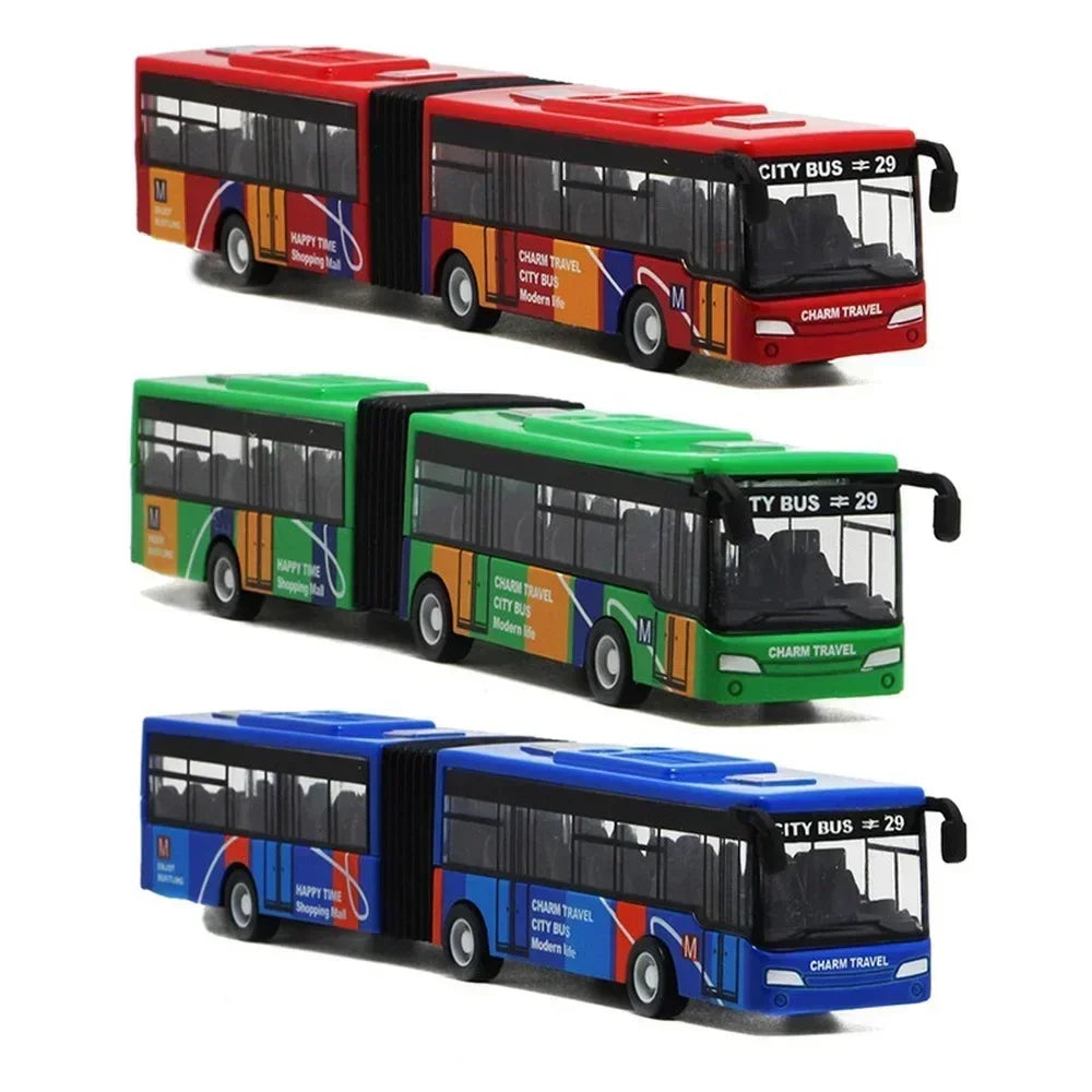 Modelo de autobús urbano de aleación 1:64, vehículos City Express Bus, autobuses dobles, vehículos fundidos a presión, juguetes, coche divertido extraíble, regalos para niños