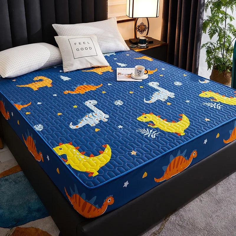 Funda de colchón impermeable, Sábana ajustable de dibujos animados para el hogar, dormitorio, Protector de almohadilla para cama, familias con niños de mascotas (sin funda de almohada)