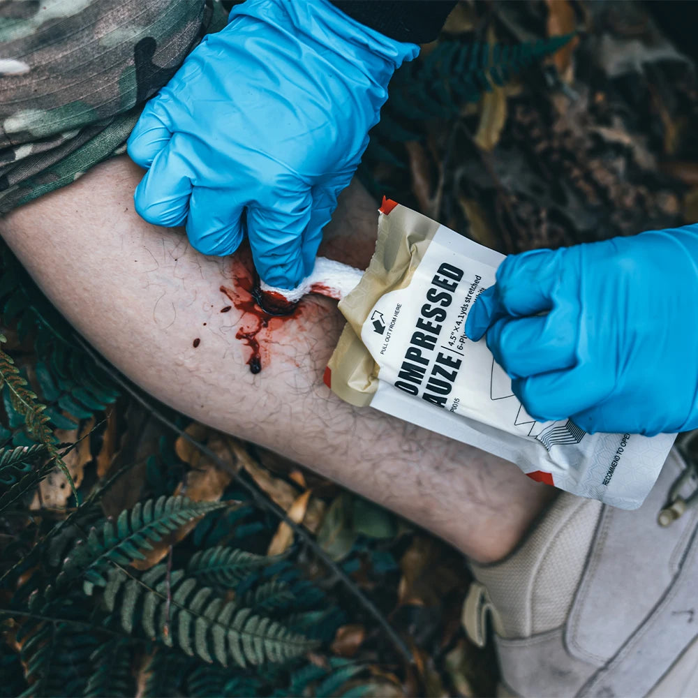Gasa Comprimida RHINO RESCUE, Plegado en Z, Algodón, Alta Absorbencia, Envasado al Vacío, Kit IFAK, Seguridad para Senderismo y Camping al Aire Libre
