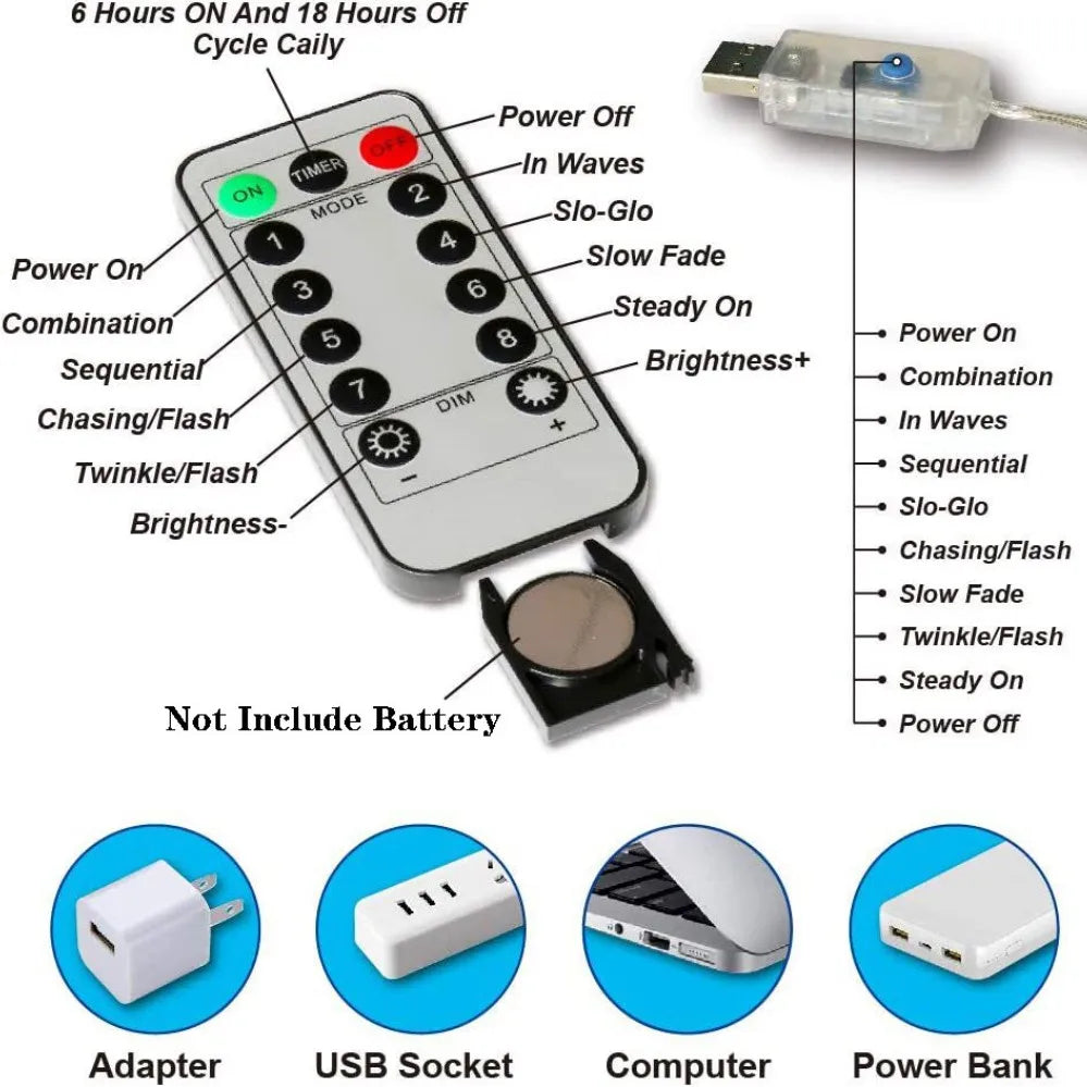 Guirnalda de luces LED para cortina de 3/4/6m, adorno USB con Control remoto, guirnalda de luces, decoración navideña para dormitorio y hogar