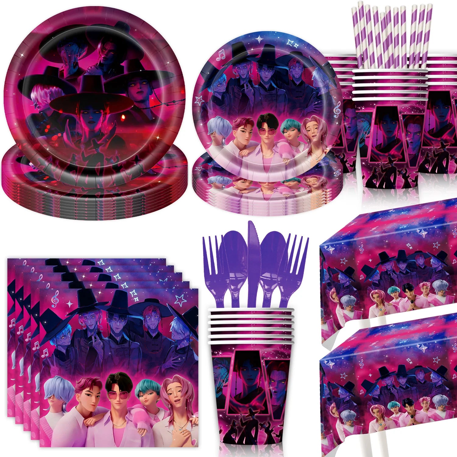 Kpop Demon Hunters niñas Huntrix Saja niños decoración de fiesta de cumpleaños para accesorios joyería Rumi Zoey Jinu Mira Fans HUNTERS regalos
