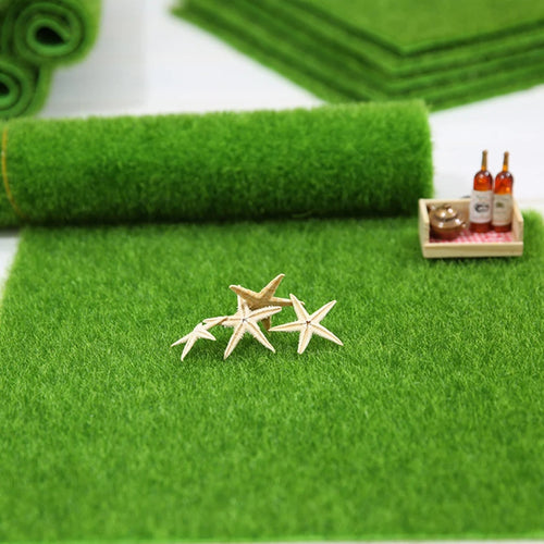 Alfombra de césped de 15cm, alfombras de césped artificiales verdes, musgo de jardín falso para casa de muñecas, calcomanías de juguete, 1 ud.