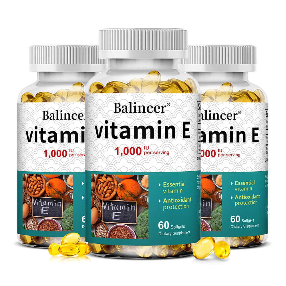 Suplemento de vitamina E, 1000 UI por servicio, potente antioxidante, apoya la piel, el corazón, el cerebro y el sistema inmunológico: sin OGM