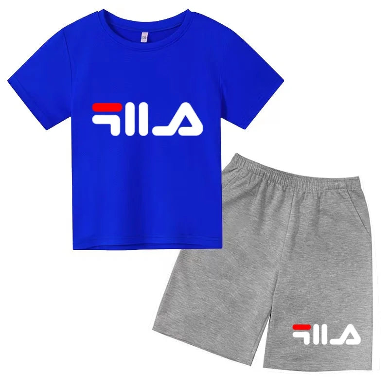 Ropa con letras para niños, camiseta de manga corta y pantalones cortos, ropa de verano fresca y encantadora, conjunto deportivo informal para niños y niñas de 3 a 12 años