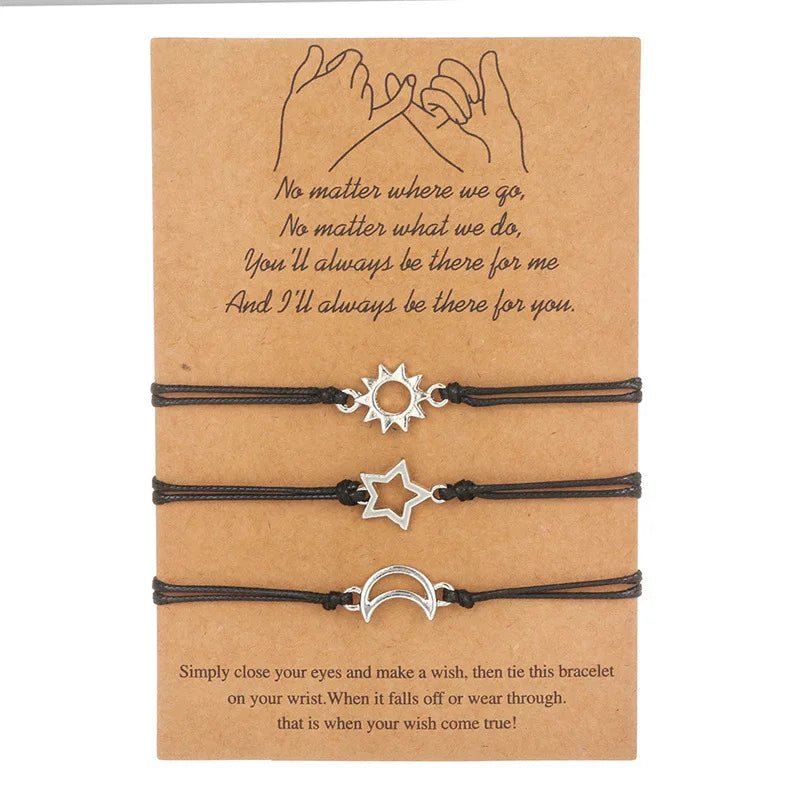 Pulsera de pareja para mujer, cadena de cuerda trenzada hecha a mano, corazón de madre e hija, pulseras con dijes, regalo de joyería de hermana de la amistad de la suerte
