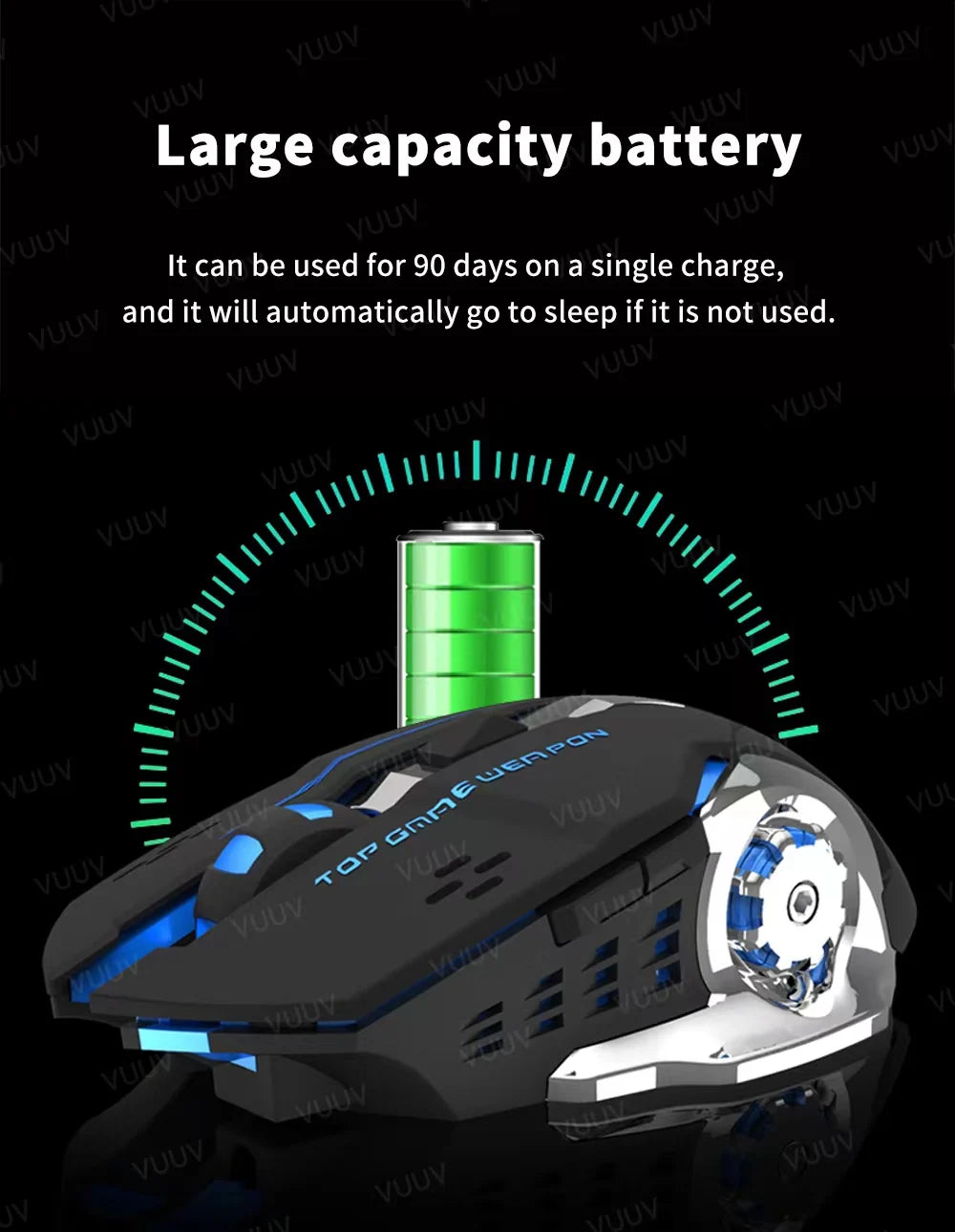 Ratón inalámbrico para juegos Bluetooth 2,4g USB recargable ergonómico diseño de retroiluminación mecánica para ordenador portátil PC Gamer