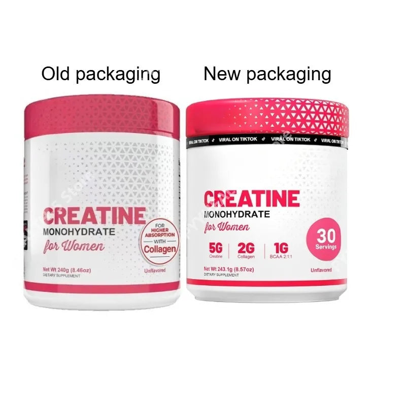 Creatina para Mujeres, Suplemento Post-Entrenamiento - 5000mg de Creatina, 2000mg de Colágeno Bovino Hidrolizado para el Crecimiento Muscular Magro