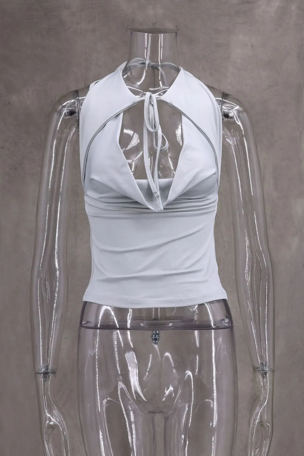 Camisetas sexis con cordones lisos para mujer, camisetas sin mangas con espalda descubierta y cuello Halter elegante, Top corto elástico Y2K para chica joven