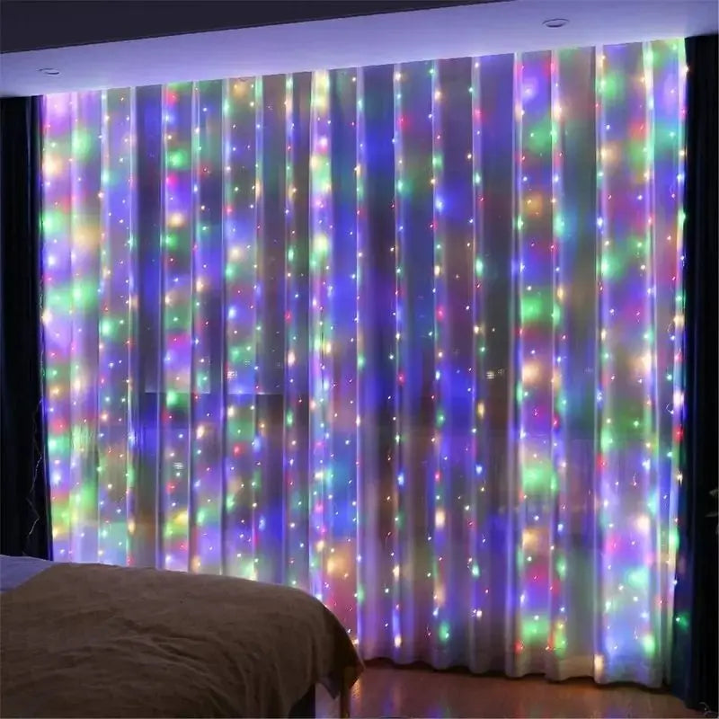 Guirnalda de luces LED para cortina de 3/4/6m, adorno USB con Control remoto, guirnalda de luces, decoración navideña para dormitorio y hogar