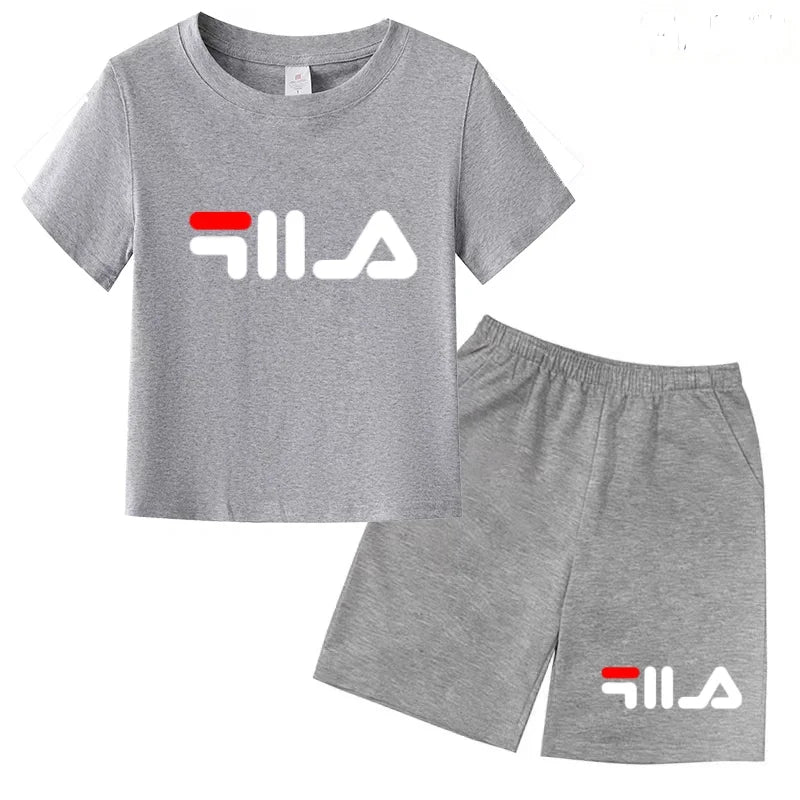 Ropa con letras para niños, camiseta de manga corta y pantalones cortos, ropa de verano fresca y encantadora, conjunto deportivo informal para niños y niñas de 3 a 12 años