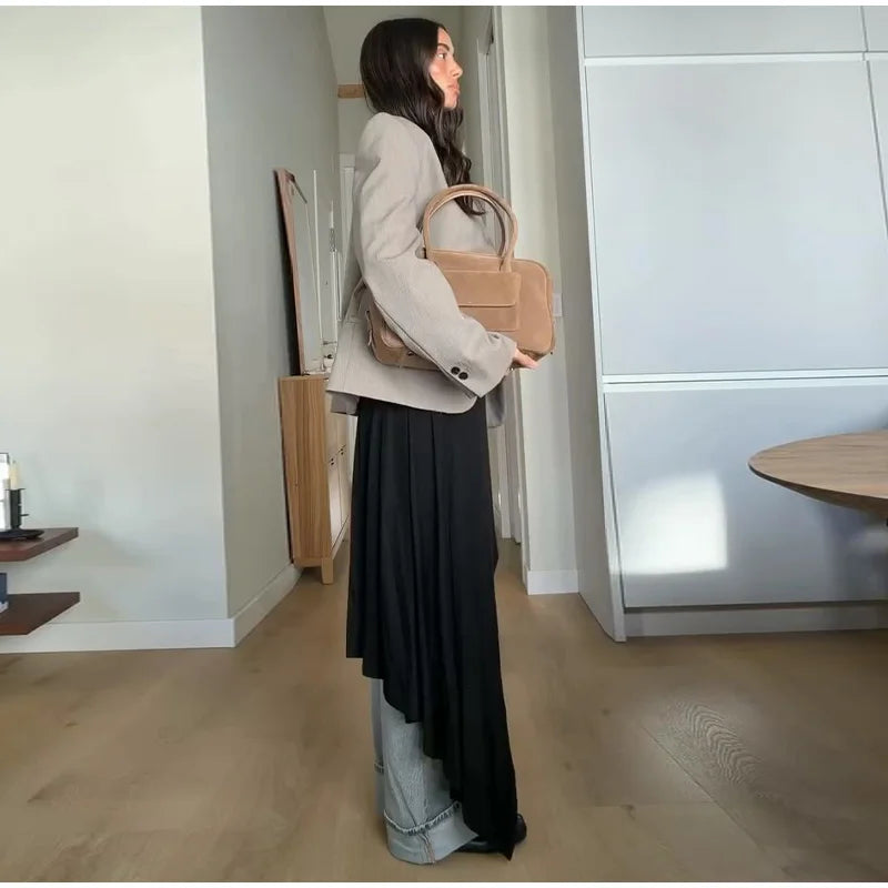 Vestido sin mangas con cuello colgante para mujer, vestido liso de satén con espalda descubierta, vestidos informales de oficina con tirantes finos, nueva Suite de primavera 2025
