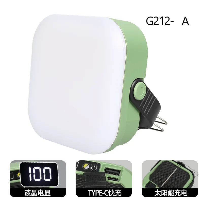 Mini reflector COB, linterna de bolsillo recargable para acampar al aire libre, luz de tienda impermeable de emergencia con pantalla Digital y gancho