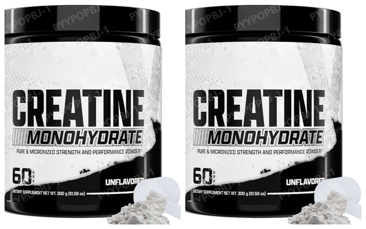 Creatina Monohidrato en Polvo, 60 Porciones, Sin Sabor, 5g de Creatina Micronizada, Sin Gluten