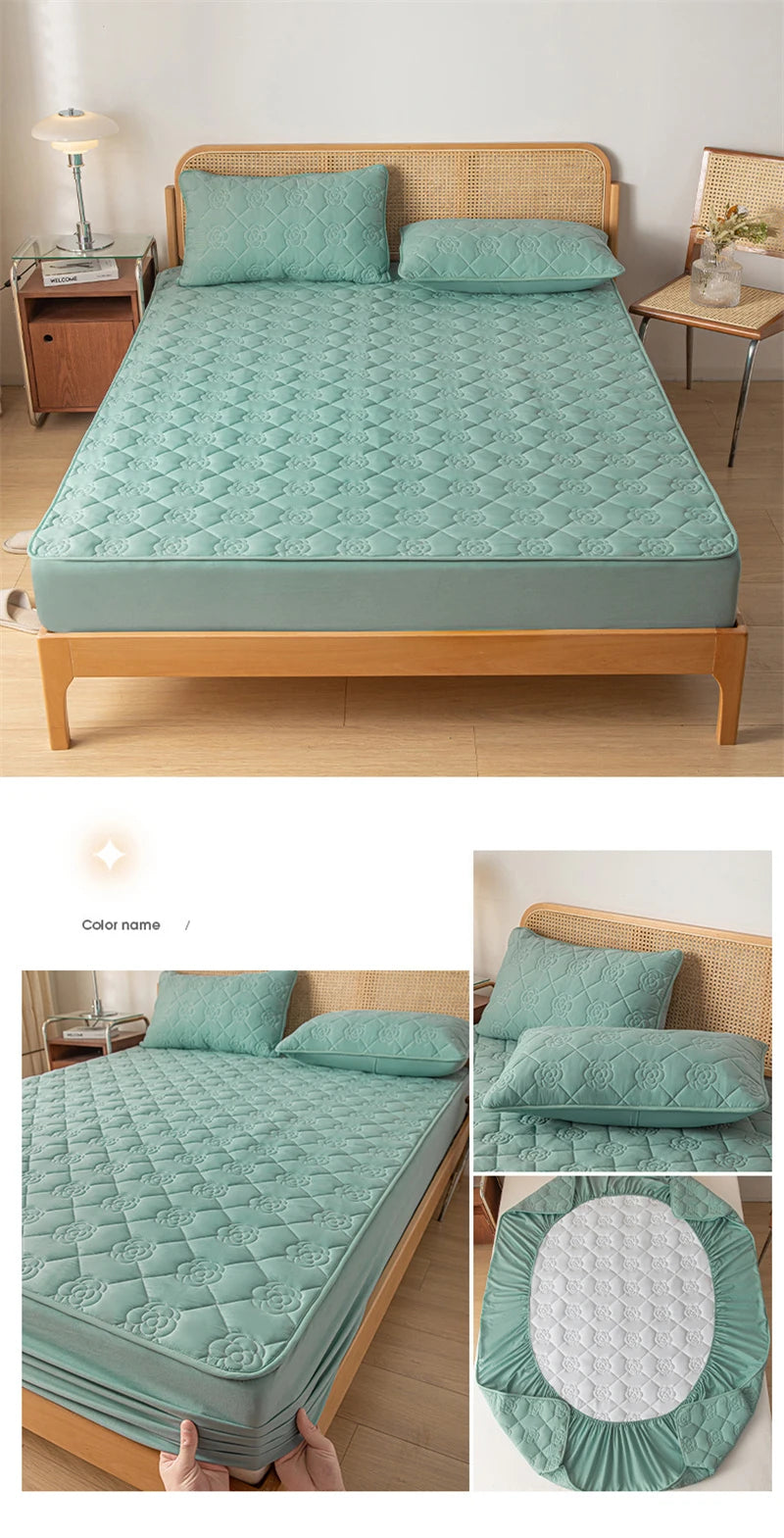 Funda protectora de colchón 100% impermeable, sábana bajera de algodón hipoalergénica, transpirable, suave, funda para almohadilla de cama de tela de aire 3D